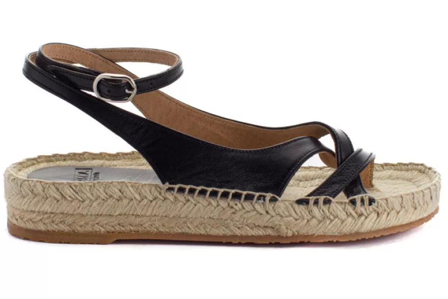 Sandalias Yute^Abarca Shoes Sandalias De Yute Piel Menorca Color Negro