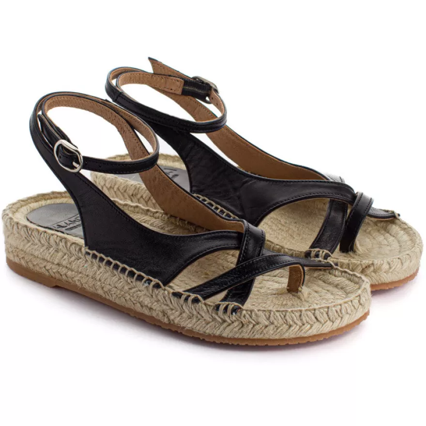 Sandalias Yute^Abarca Shoes Sandalias De Yute Piel Menorca Color Negro