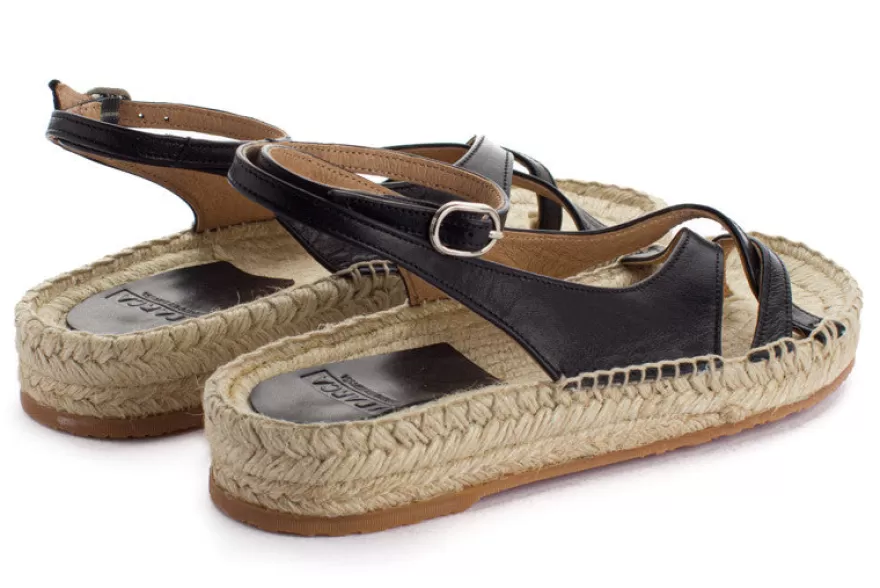 Sandalias Yute^Abarca Shoes Sandalias De Yute Piel Menorca Color Negro