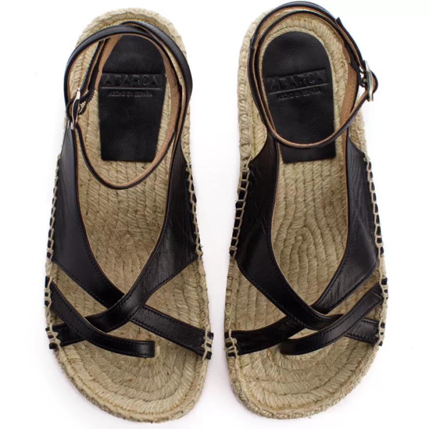 Sandalias Yute^Abarca Shoes Sandalias De Yute Piel Menorca Color Negro