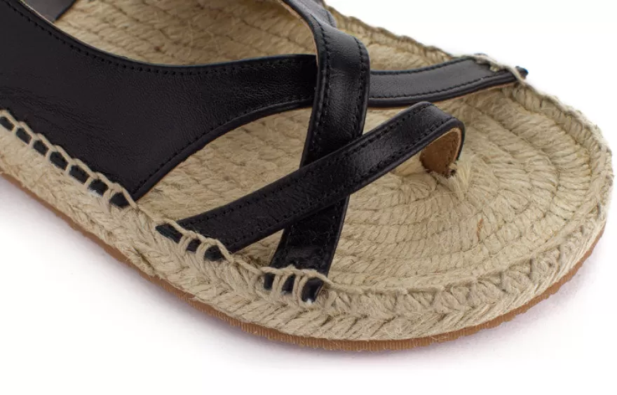 Sandalias Yute^Abarca Shoes Sandalias De Yute Piel Menorca Color Negro