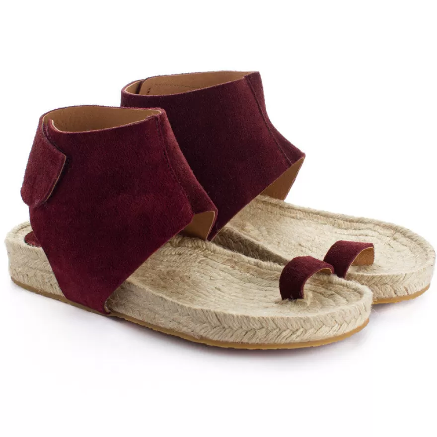 Sandalias Yute^Abarca Shoes Sandalias Piel Ibiza Granate