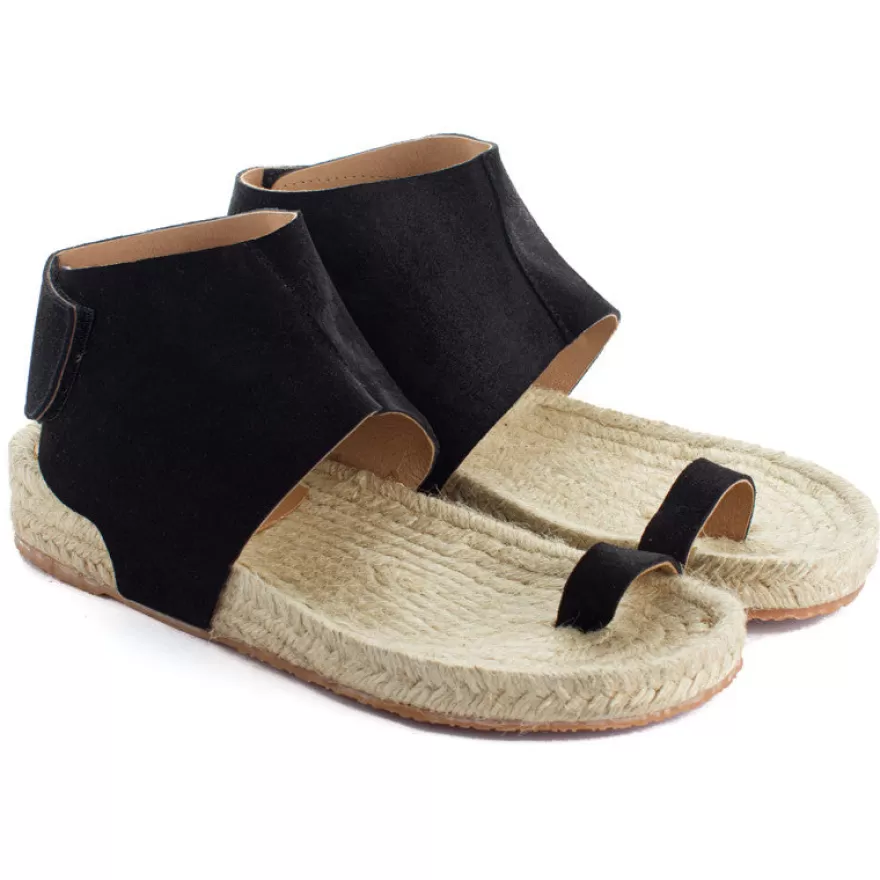 Sandalias Yute^Abarca Shoes Sandalias Piel Ibiza Negro